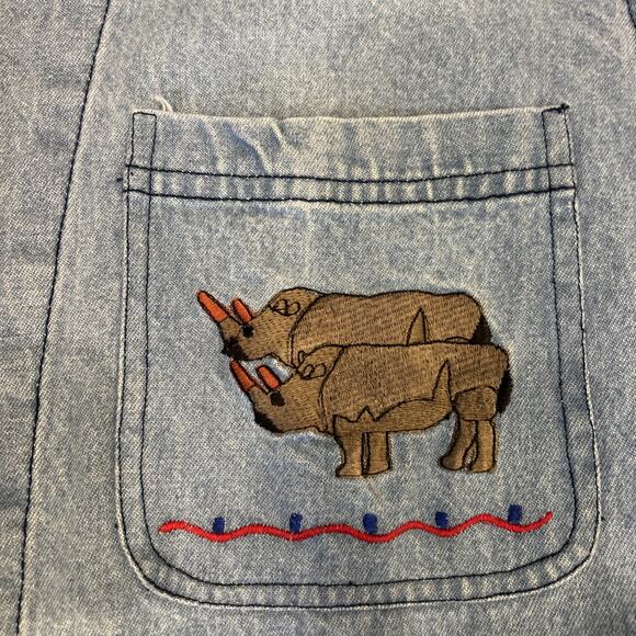 Way To Go Noah's Ark Jean Shirt Jacket Women’s M Blue Animals Embroidered - Picture 3 of 7